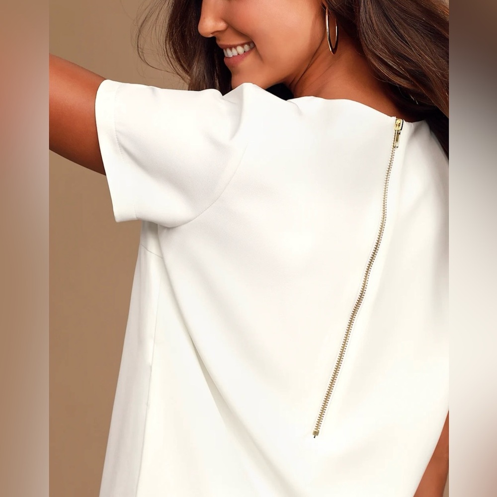 NWT Lulu's Shift & Shout Lined Ivory Shift Mini Dress Womens Size XL - Picture 3 of 13